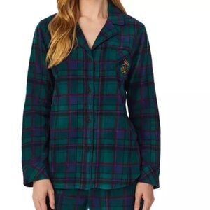 Lauren Ralph Lauren Women's Microfleece Plaid Pajama Top – Size Medium